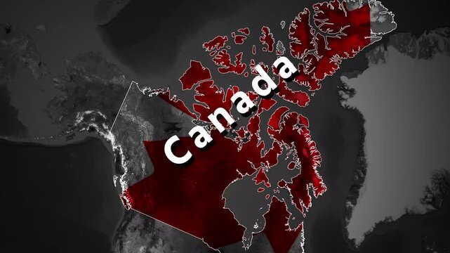 Canada Country Map Zoom In Flag Animation