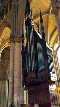 Reims Cathedral Notre-Dame de Reims. Reims, France, December 25, 2025. High quality 4k footage