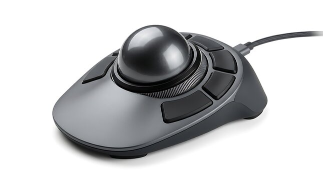 Ergonomic computer trackball mouse isolated on white background
