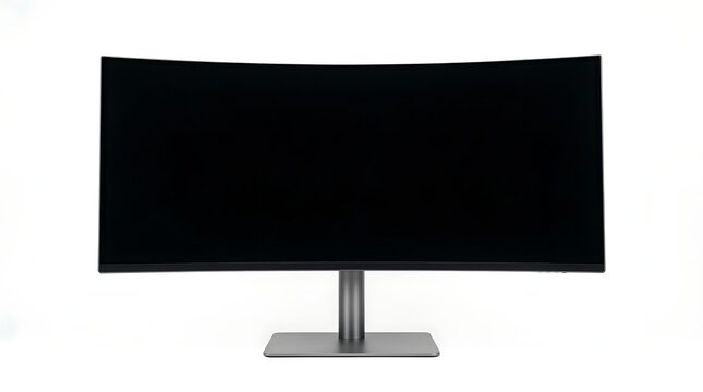 Curved ultrawide computer monitor isolated on white background