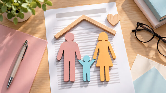 Family Protection Concept with Paper Cutout Figures