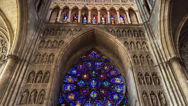Reims Cathedral Notre-Dame de Reims. Reims, France, December 25, 2025. High quality 4k footage