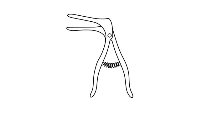 Nasal Speculum Examination Tool with Spring Handle Medical Instrument Vector Icon Simple Outline Illustration Black Line Art on White Background ENT Clinical Device Healthcare Equipment