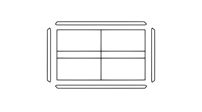Pickleball Court Boundary Line Marker Strips Hand-Drawn Vector Icon Illustration Showing Outdoor Sports Court Layout with Boundary Lines and Court Markers for Recreational Play and Competition