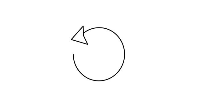 Counterclockwise circular arrow rotation symbol vector icon - minimalist black outline line art illustration for refresh reload undo concept design on white background -