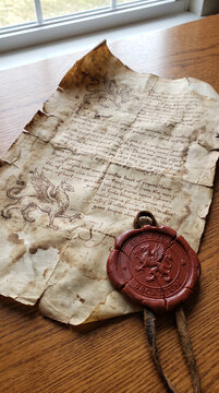 Ancient parchment with sigillo di ceralacca seal