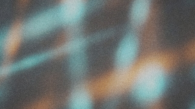 Grainy abstract background with blurred teal and orange light streaks