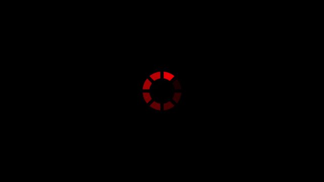 Red Segmented Ring Loading Animation on Black Background