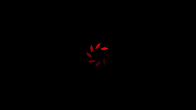 Red Curved Swirl Loading Animation on Black Background