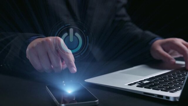 Start 2025 concept with futuristic power button symbolizing fresh beginnings, innovation, and digital transformation. Start 2025, new goals, and start 2025 initiative. Elide