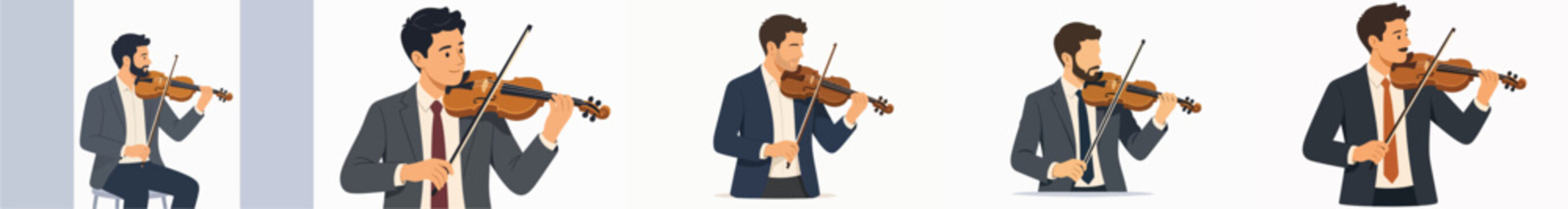 Vector illustration of a man playing the violin on a white background