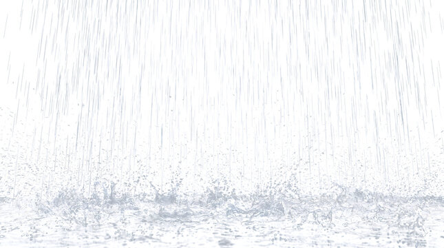 Heavy rain falling in vertical streaks splashing onto a wet ground surface available in PNG, Transparent and Black Background Versions for weather