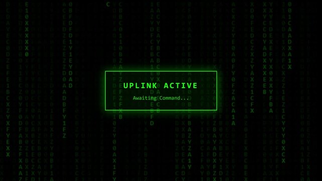 Green digital matrix code with uplink active status boxes