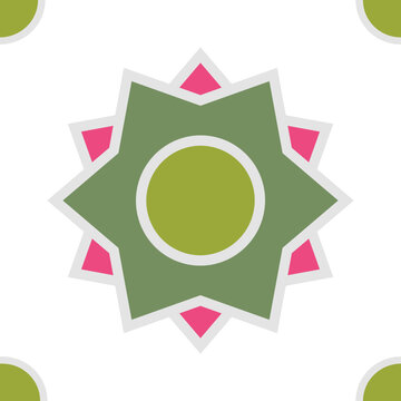 Seamless Pattern geometric shapes green pink Hexagram Six-pointed star