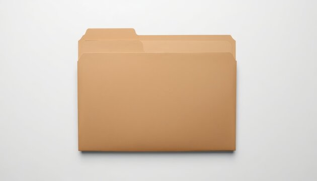 Single manila file folder closed isolated on white background