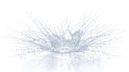 Fototapeta premium Water splash forming a crown shaped droplet burst is offered in PNG, Transparent and Black Background Versions for design