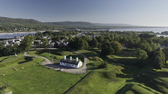 Fort Anne, Parks Canada National Historic Site - British colonial military outpost captured from the French and Mi&rsquo;kmaq Nation. Annapolis Royal, Nova Scotia MAXQUAL PRORES422HQ 4K HLG HDR BT.2020/2100