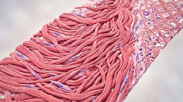 Dense network of nerve fibers and connective tissue in microscopic view with health care microscopic histology connective pathology biomedical research neurology structure micrograph