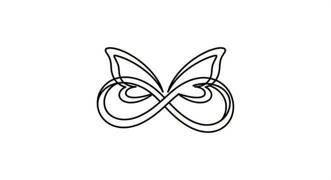 Infinity symbol combined with butterfly on white background
