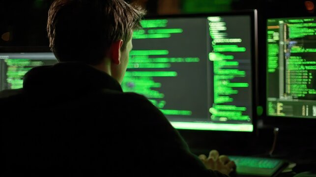 Person coding late at night