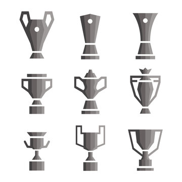Minimalist Trophy and Award Cup Icon Set, Geometric - Champions League Europa League Conference League English Premiere League FA Cup English Football League La Liga Copa Del Rey Supercopa de Espana