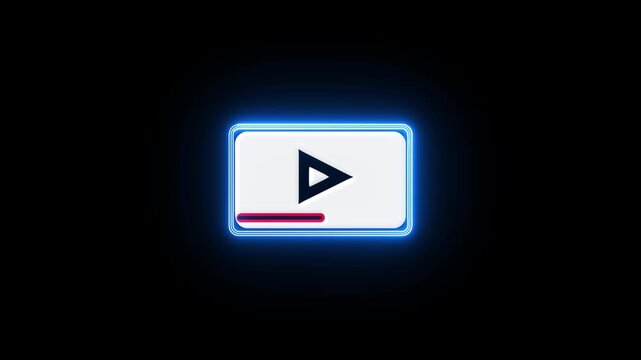 Neon glowing player interface animation with play and pause symbols for digital media and streaming UI.