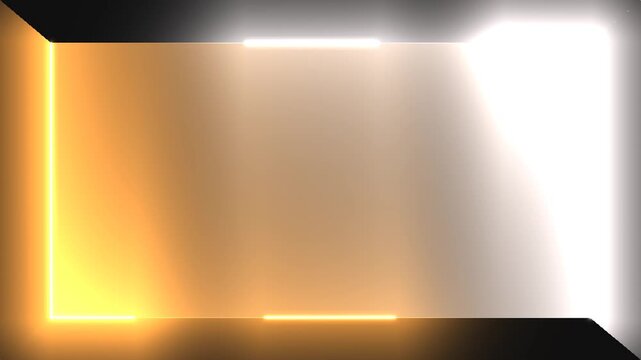 Golden glowing frame with light leak effects, cinematic warm border for video overlay, elegant luxury background with soft orange illumination