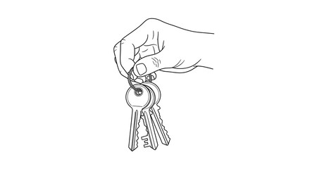 Obraz premium Hand holding a bunch of keys illustration with a transparent background for real estate and home security concepts