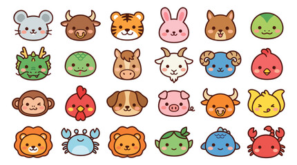 Obraz premium Cute animal faces collection
