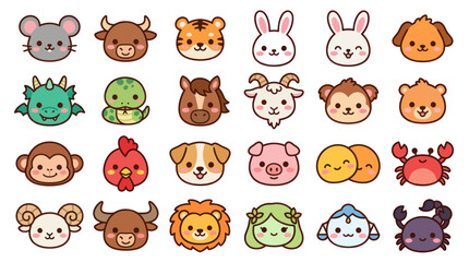 Obraz premium Cute animal faces collection