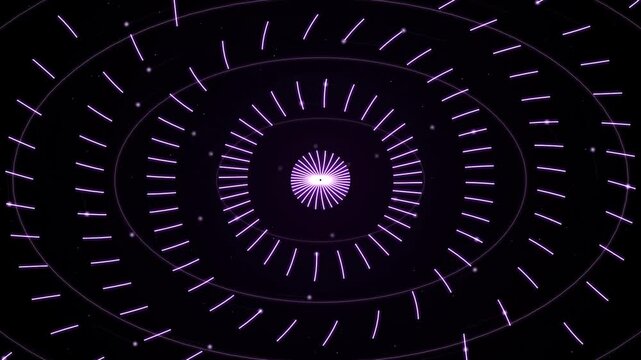 Purple concentric oval rings and dashed lines tunnel background animation