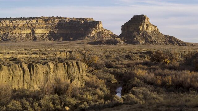 Cinematic landscape of Chaco Canyon in New Mexico, USA
