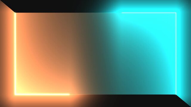 Neon frame background with glowing orange and cyan light, futuristic border for gaming and streaming, vibrant dual tone cinematic lighting