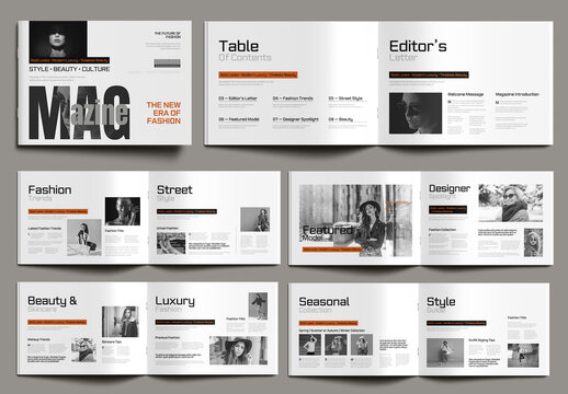Fashion Magazine Brochure Template for Editorial Design