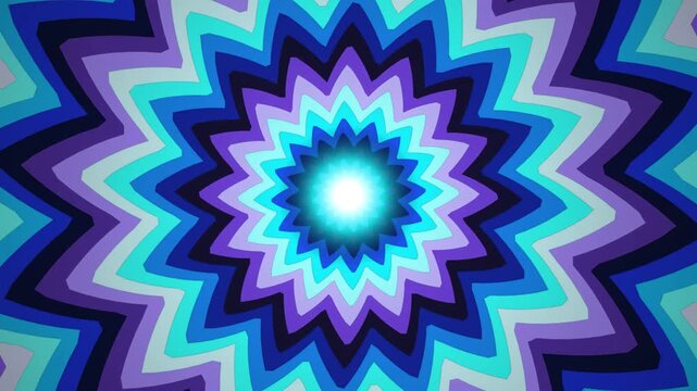 Concentric Zigzag Star Burst Blue Mandala Floral Geometric Tunnel Motion Graphic