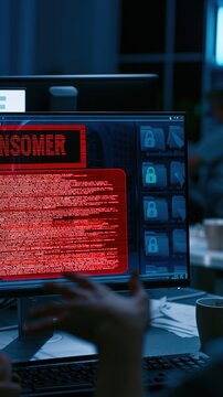 Person reacting to ransomware attack on computer screen