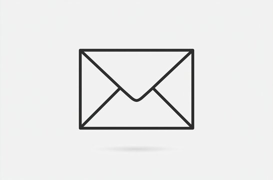 Minimalist black envelope icon on white background
