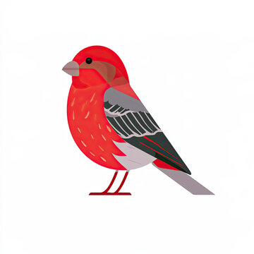 transparent background house finch red headed small bird vector illustration
