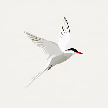 transparent arctic tern bird with red beak in minimalist style