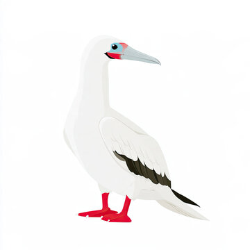 transparent red-footed booby perched on a tropical beach