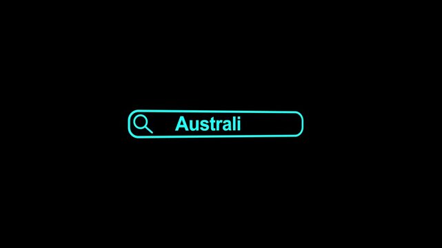 Australia Search Bar Close Up Single Line Typing Text Box Layout Web Database Browser Engine Concept.4k vedio