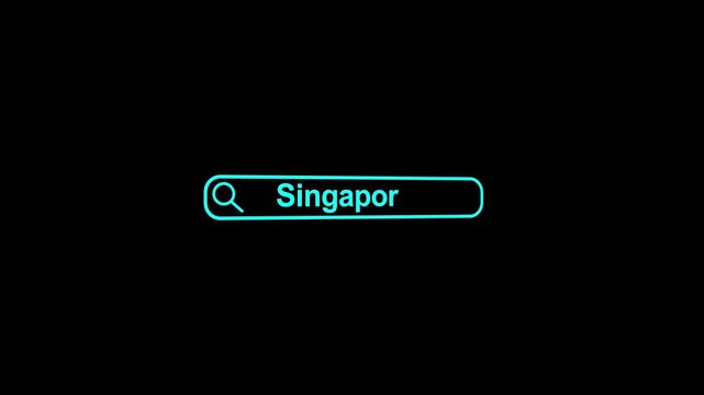 Singapore Search Bar Typing Animation Outline Shape Text Browser Interface Country Name Travel City Destination