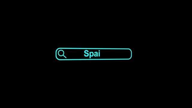 Spain Search Bar Typing Animation Outline Shape Text Browser Interface Country Name Travel City Destination