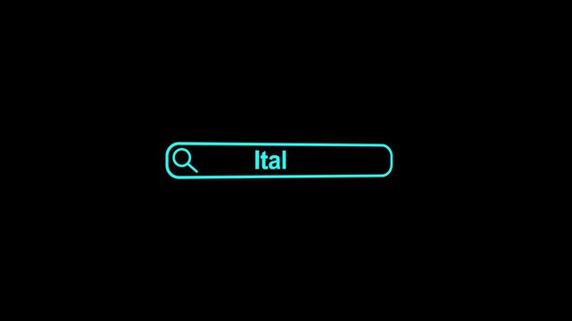 Italy Search Bar Typing Animation Outline Shape Text Browser Interface Country Name Travel City Destination