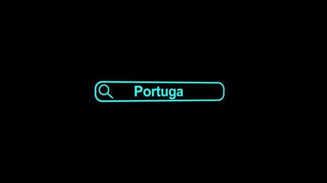 Portugal Search Bar Typing Animation Outline Shape Text Browser Interface Country Name Travel City Destination