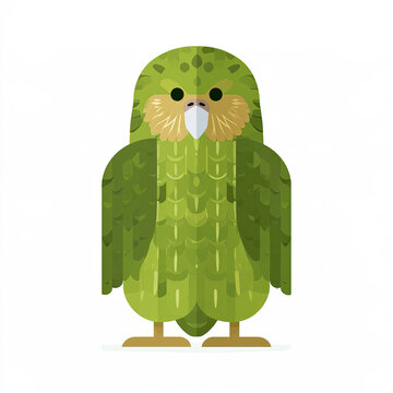 transparent cute flat vector kakapo parrot illustration