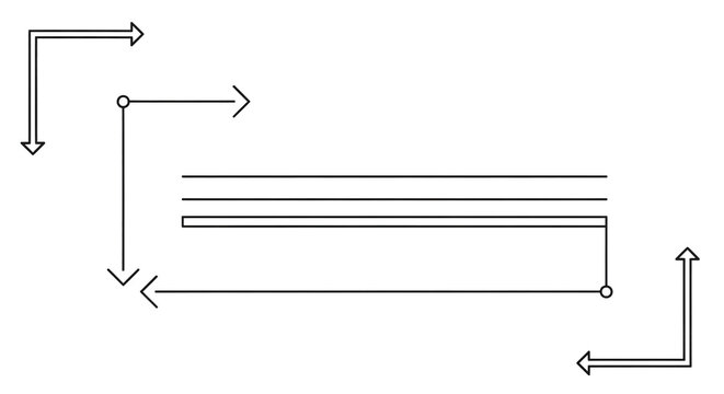 Vector graphics featuring directional line arrows and sizing brackets isolated on a transparent background for creative design projects