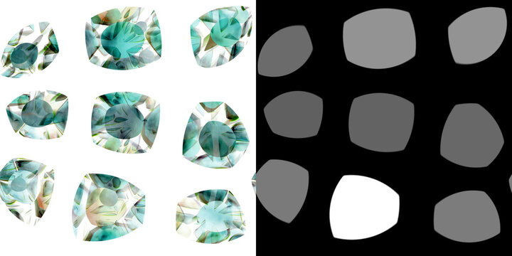 Red ruby gemstones in various cuts. Jewellery texture via an alpha channel.