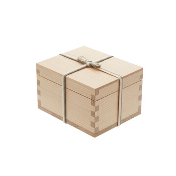 Traditional Japanese Wooden Gift Box with Decorative Cord