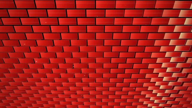 Red Glossy Brick Tiles Mosaic Pattern Wall Ripple Motion Background